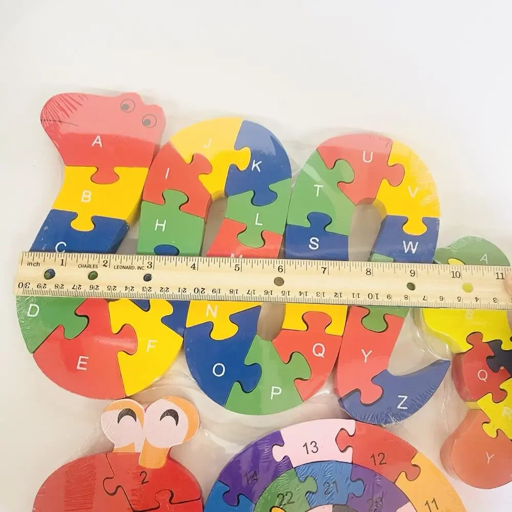 3 Alphabet &‎ Number Jigsaw Puzzle Animal Wooden Puzzle Snake Snail Turtle
